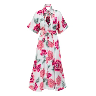 La Femme Mimi Women's White The Peonies Dress