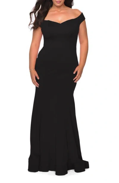 La Femme Off The Shoulder Plus Size Jersey Dress