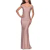 La Femme Off The Shoulder Prom Dress With Sweetheart Neckline In Mauve