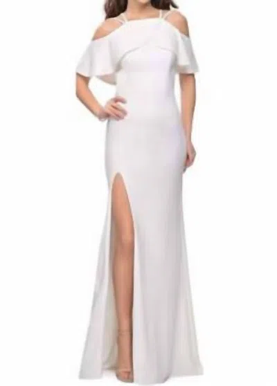 La Femme Off The Shoulder Wedding Gown In White