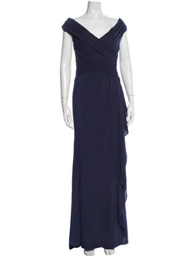 Pre-owned La Femme Off-the-shoulder Long Dress In Blue