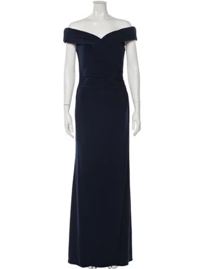 Pre-owned La Femme Off-the-shoulder Long Dress In Blue