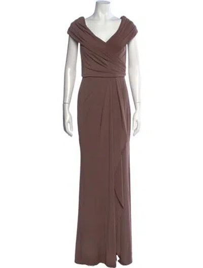 Pre-owned La Femme Off-the-shoulder Long Dress In Brown