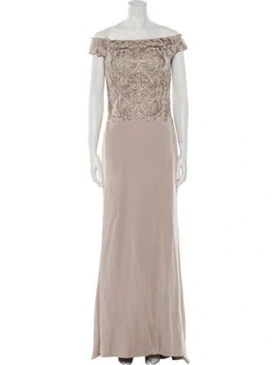 Pre-owned La Femme Off-the-shoulder Long Dress W/ Tags In Neutral
