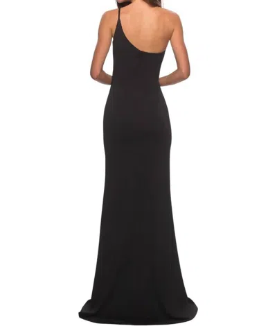 La Femme One-shoulder Jersey Gown In Black