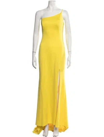 Pre-owned La Femme One-shoulder Long Dress In Yellow