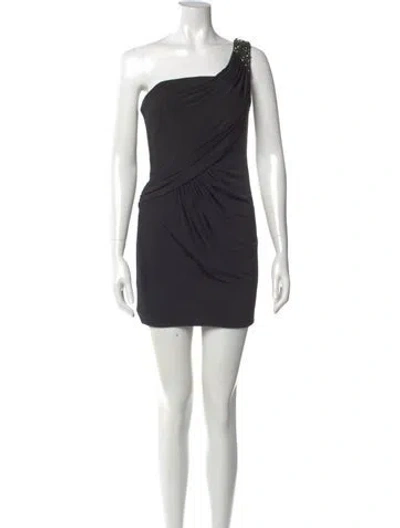 Pre-owned La Femme One-shoulder Mini Dress In Black