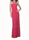 La Femme Open Back Dress In Deep Pink In Pink