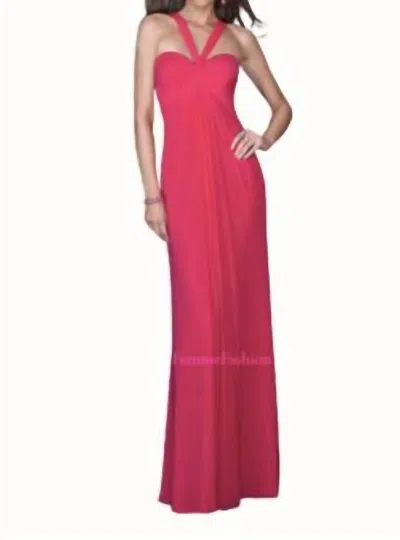 La Femme Open Back Dress In Deep Pink