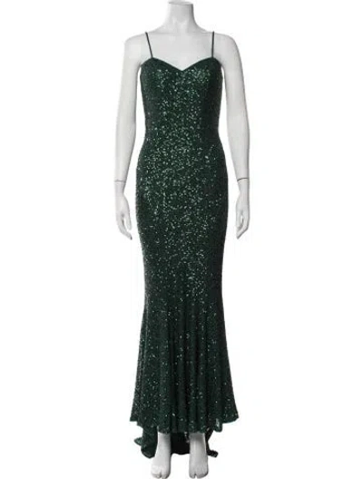 Pre-owned La Femme Patterned Long Dress In Green