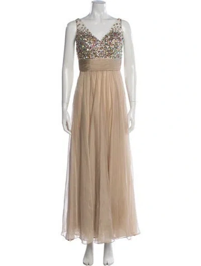 Pre-owned La Femme Patterned Long Dress In Neutrals