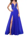 La Femme Pretty Tulle A-line Ball Gown In Royal Blue