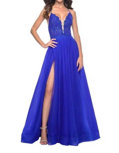 La Femme Pretty Tulle A-line Ball Gown In Royal Blue
