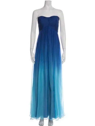 Pre-owned La Femme Printed Long Dress In Blue