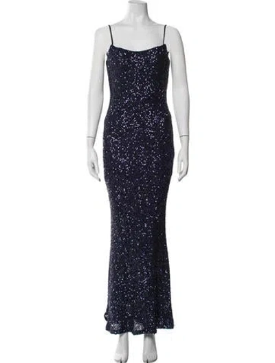 Pre-owned La Femme Printed Long Dress In Blue