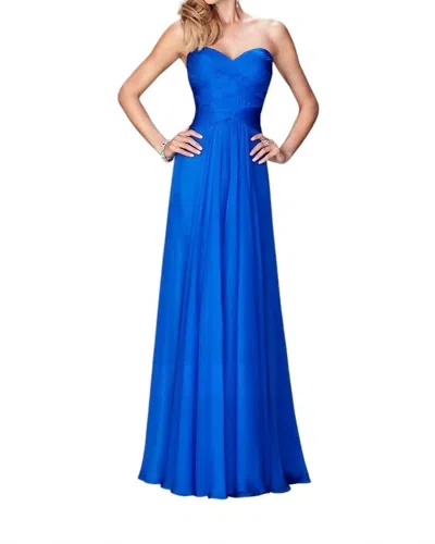Robe De Soirée La Femme Bleu Electrique Asymétrique Avec Broderies - Taille 4 - Neuf étiqueté