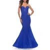 La Femme Rhinestone Mermaid Prom Dress With Sweetheart Neckline In Royal Blue