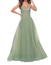 La Femme Tulle Gown With Full Skirt And Rhinestone Bodice