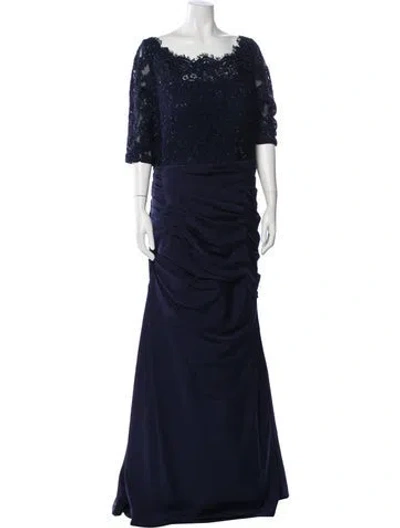 Pre-owned La Femme Scoop Neck Long Dress In Blue