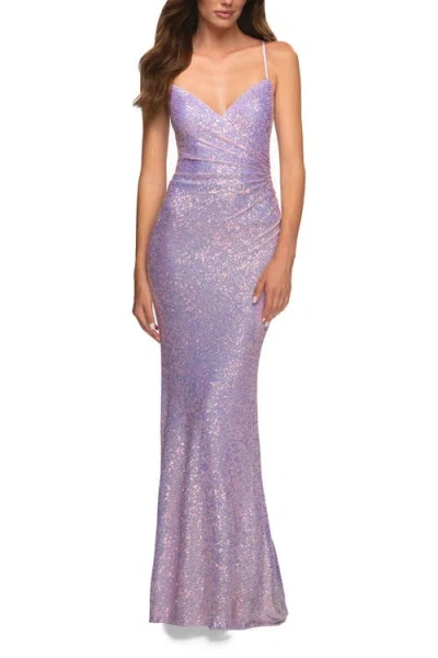 La Femme Sequin Long Prom Dress