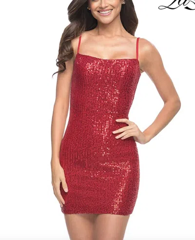 La Femme Sequin Short Dress In Red