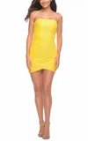 La Femme Short Strapless Sequin Dress In Yellow