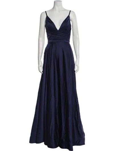 Pre-owned La Femme Silk Long Dress In Blue