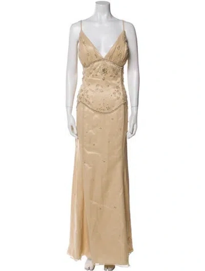 Pre-owned La Femme Silk Long Dress In Neutral