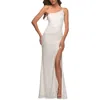 La Femme Simple One Shoulder Long Sequin Evening Gown