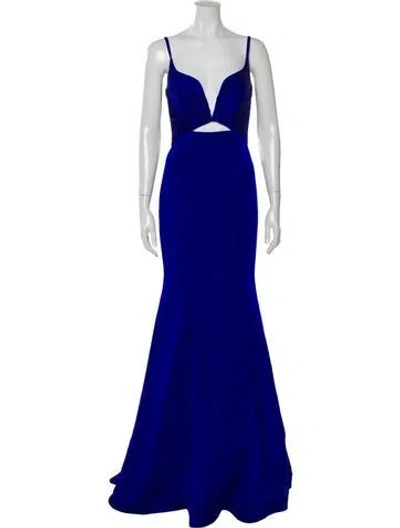 Pre-owned La Femme Square Neckline Long Dress In Blue