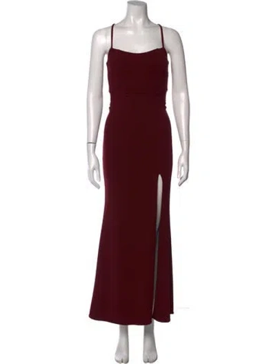 Pre-owned La Femme Square Neckline Long Dress In Burgundy