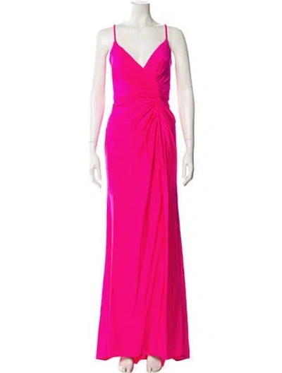 Pre-owned La Femme Square Neckline Long Dress In Pink