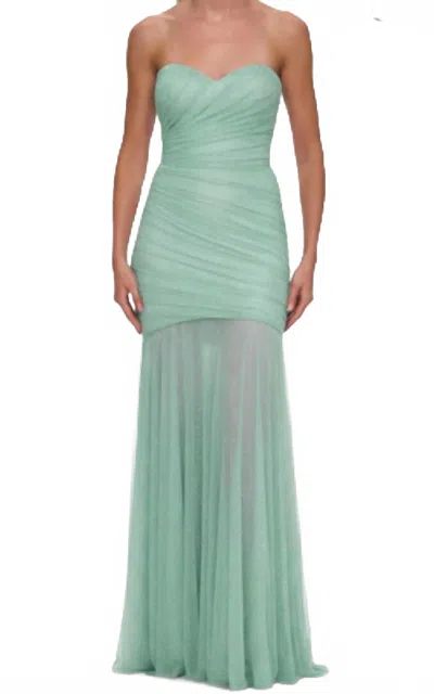 La Femme Strapless Hot Stone Gown In Mint In Green