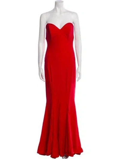 Pre-owned La Femme Strapless Long Dress In Red