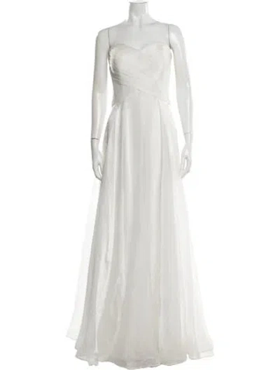 Pre-owned La Femme Strapless Long Dress In White