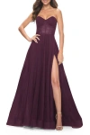 La Femme Strapless Sweetheart A-line Corset Prom Dress