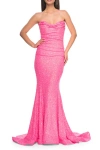 La Femme Strapless Sweetheart Mermaid Sequin Prom Gown