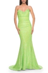 La Femme Strapless Sweetheart Mermaid Sequin Prom Gown