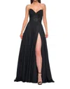 La Femme Stunning Chiffon A-line Prom Dress In Black In Black