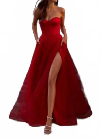 La Femme Sweetheart Corset Toole Ballgown In Red