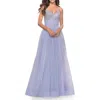 La Femme Tulle Gown With Full Skirt And Rhinestone Bodice