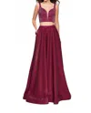La Femme Two Piece A-line Prom Dress In Garnet In Red