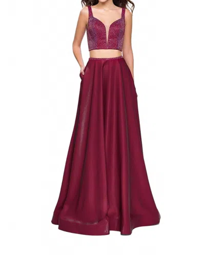 La Femme Two Piece A-line Prom Dress In Garnet In Red