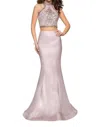 La Femme Two-piece Mermaid Prom Dress In Blush In Pink