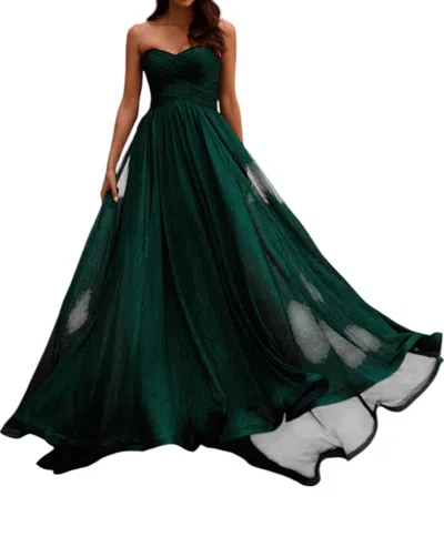 La Femme Unique Strapless Prom Dress In Emerald In Green