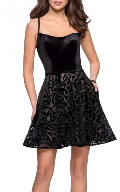 La Femme Velvet Dress In Black