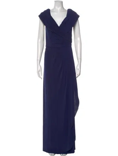 Pre-owned La Femme V-neck Long Dress In Purple