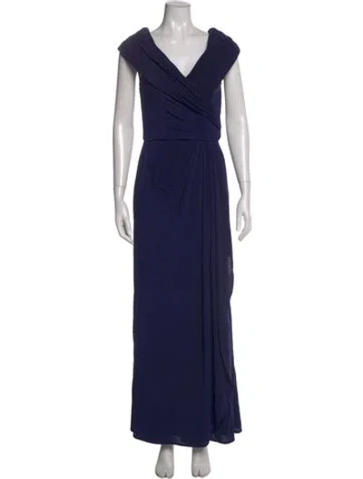 Pre-owned La Femme V-neck Long Dress In Purple