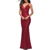 La Femme Wrap Style Long Gown