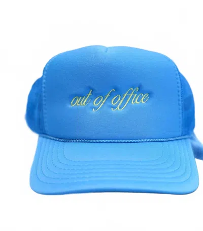 La Fête Goods Women's Out Of Office Embroidered Trucker Hat In Sky Blue
